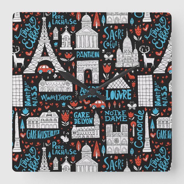 Relógio Quadrado França | Símbolos Padrão (Frente)