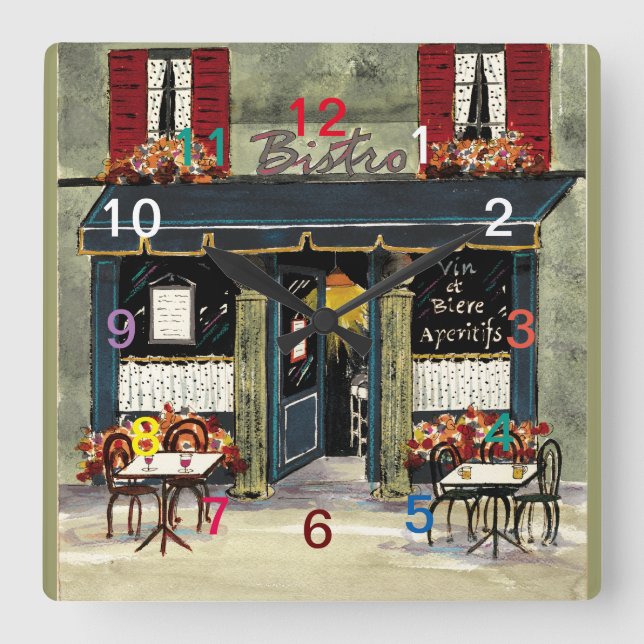 Relógio Quadrado French Bistro Acrylic Wall Clock (Frente)