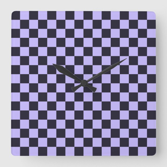 Relógio Quadrado French lilac checkerboard pattern (Frente)