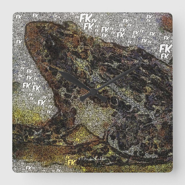 Relógio Quadrado Frida Kahlo FK-Style pintura de Sapo (Frente)