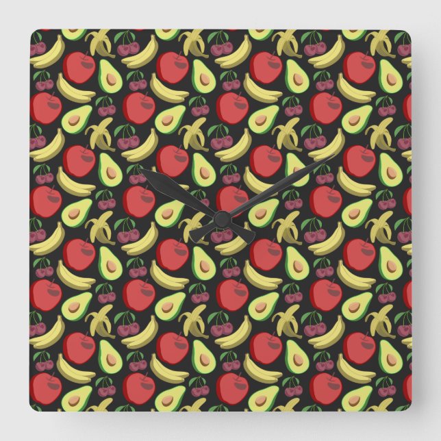 Relógio Quadrado Fruit seamless pattern | colorful tropical fruit (Frente)