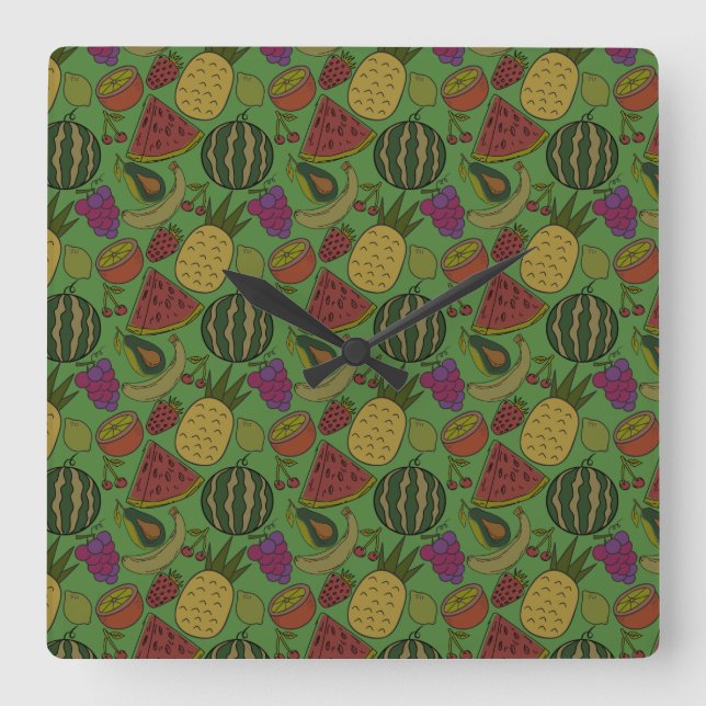 Relógio Quadrado Fruit seamless pattern | Fruit surface pattern 19 (Frente)