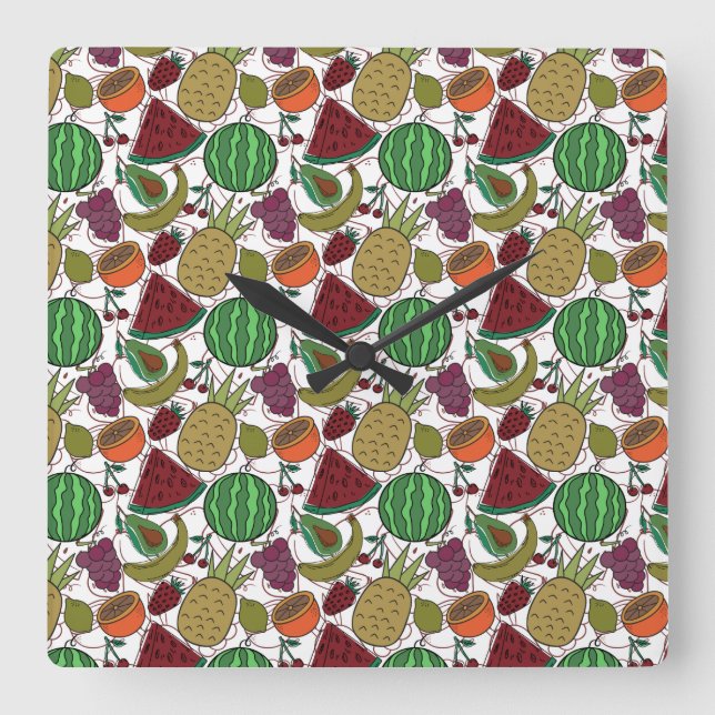 Relógio Quadrado Fruit seamless pattern | Fruit surface pattern 25 (Frente)