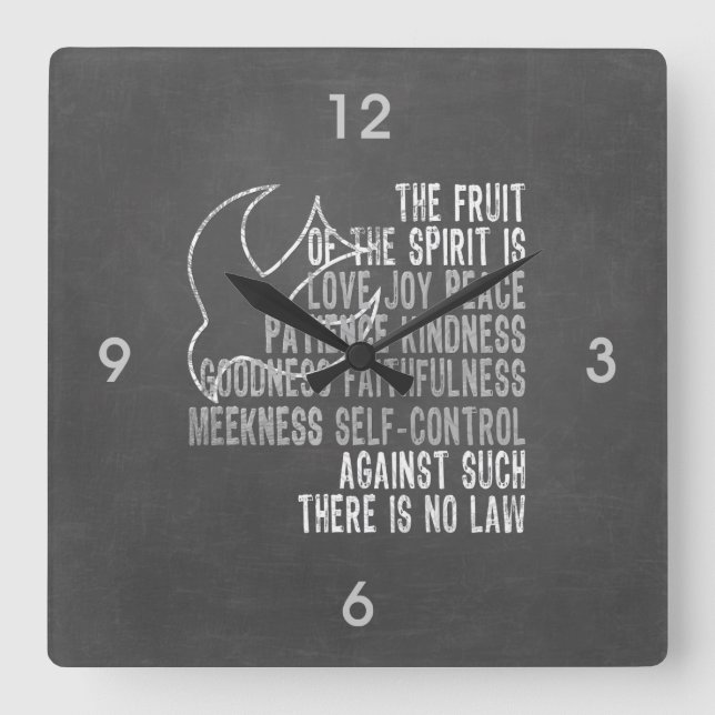 Relógio Quadrado Fruta do olhar do quadro do espírito com pomba (Frente)