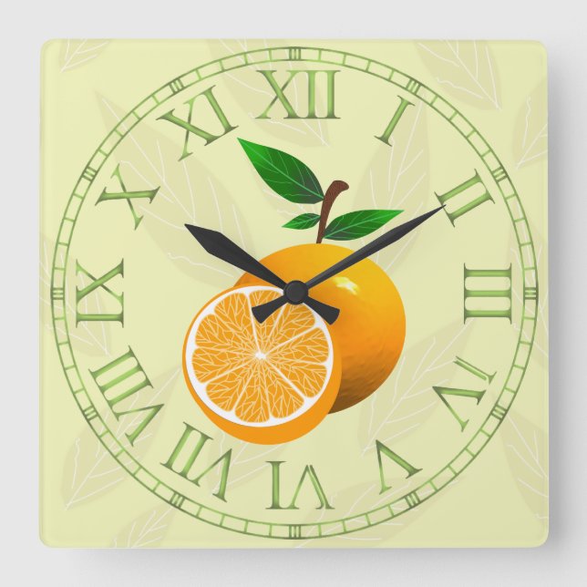 Relógio Quadrado Fruta laranja (Frente)