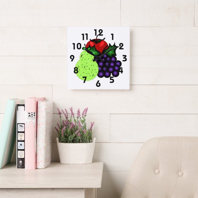 Relógio Quadrado Fruta Wall Clock (Sala de leitura)