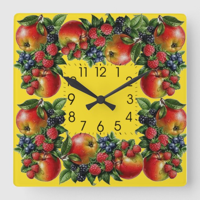 Relógio Quadrado Frutas (Frente)