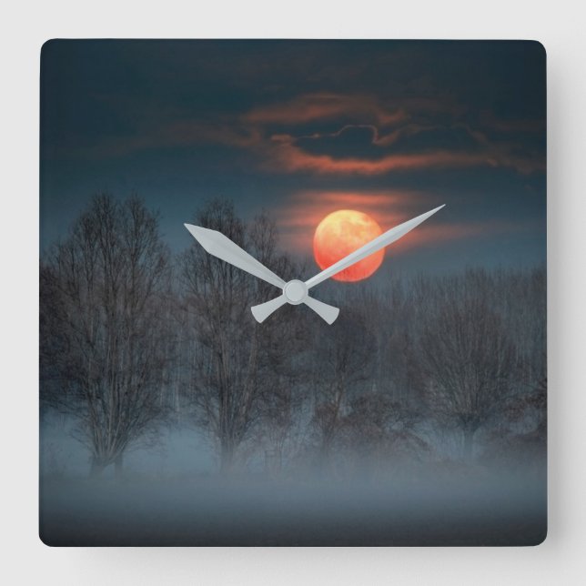 Relógio Quadrado Full Moon | November in Scalenghe, Italy (Frente)