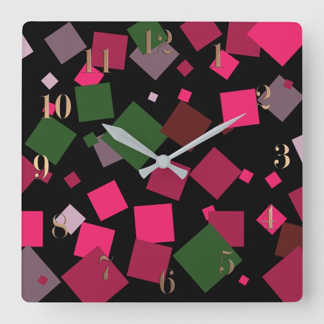 Relógio Quadrado Fundo abstrato colorido (Frente)