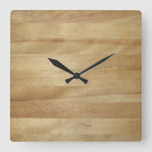 Relógio Quadrado Fundo de Madeira, Madeira Junta, Textura de Madeir