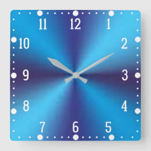 Relógio Quadrado Fundo Metálico Azul-66666