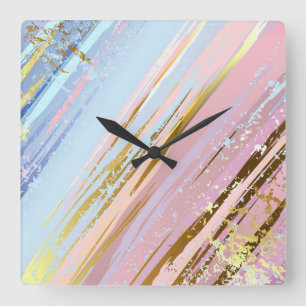 Relógio Quadrado Fundo Rosa Texturizado