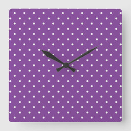 Relógio Quadrado Fundo roxo sem emenda padrão de bolinhas 