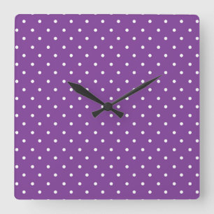 Relógio Quadrado Fundo roxo sem emenda padrão de bolinhas