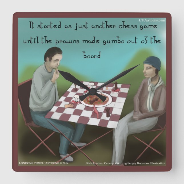 Relógio Quadrado Funny Cajun Chess Square Wall Clock (Frente)