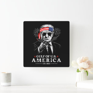 Relógio Quadrado Funny Trump Golfo Dos EUA 2025 4 De Julho