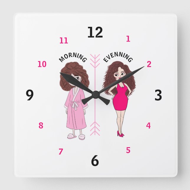 Relógio Quadrado Funny Women Mood Wall Clock (Frente)