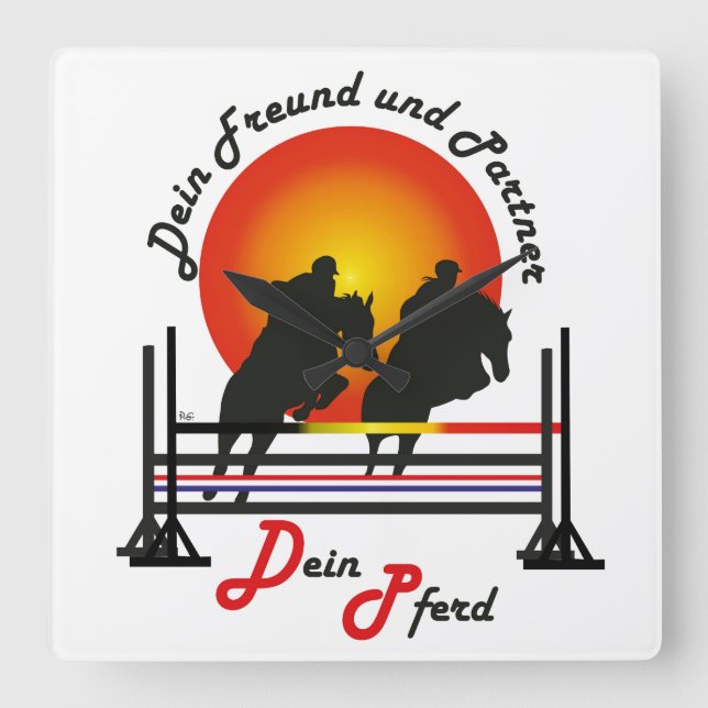 Relógio Quadrado Für Pferde und Pferdesport Liebhaber Uhr (Frente)