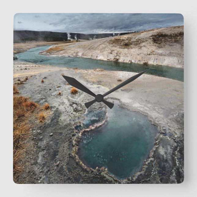 Relógio Quadrado Furo azul (Frente)