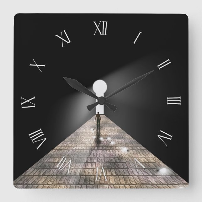 Relógio Quadrado Furo no espaço (Frente)