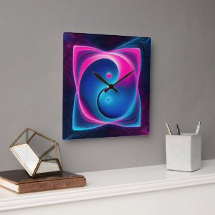 Relógio Quadrado Fusão Chi: Energias Yin Yang Vibrantes