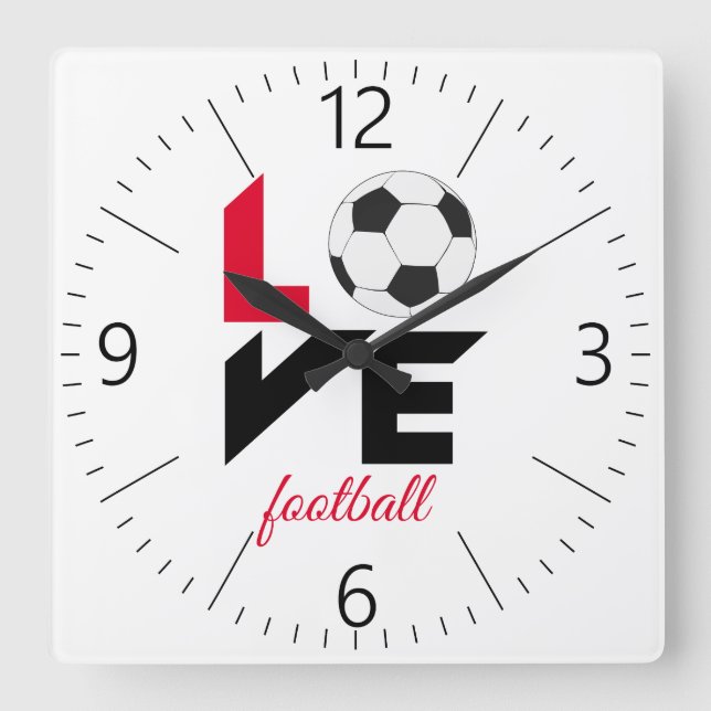 Relógio Quadrado Futebol amado (Frente)