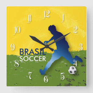 Relógio Quadrado Futebol do Brasil