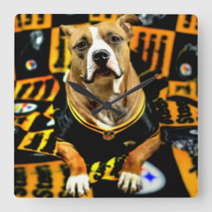 Relógio Quadrado Futebol do Cão de Salvação Pitbull Fanático