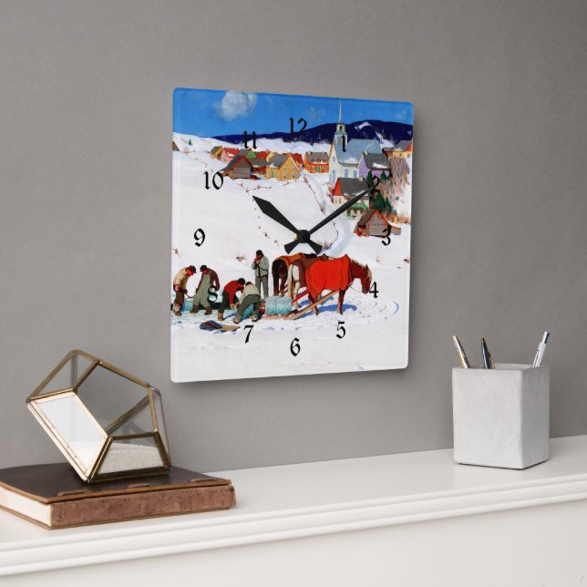 Relógio Quadrado Gagnon - A Colheita De Gelo (Escritório)
