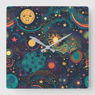 Relógio Quadrado Galaxy Art Wall Clock