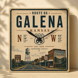 Relógio Quadrado Galena Kansas Americana Highway Lembrança