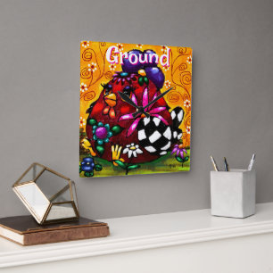 Relógio Quadrado Galinha Floral Chunky Chunky Branca Personalizada