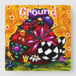 Relógio Quadrado Galinha Floral Chunky Chunky Branca Personalizada
