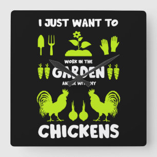 Relógio Quadrado Galinhas E Jardinagem