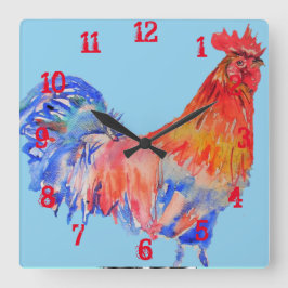 Relógio Quadrado Galinheiro Frango Cockerel Crianças Meninos Quarto