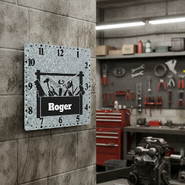 Relógio Quadrado Galvanized metal with toolbox personalized