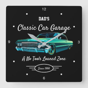 Relógio Quadrado Garagem de Carro Clássico Carro Verde do Papai Nom