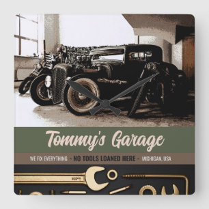 Relógio Quadrado Garagem de motocicleta mecânica personalizada