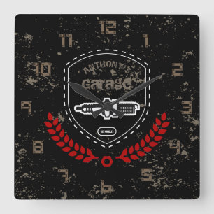 Relógio Quadrado Garagem do Grunge da Vintage Retro