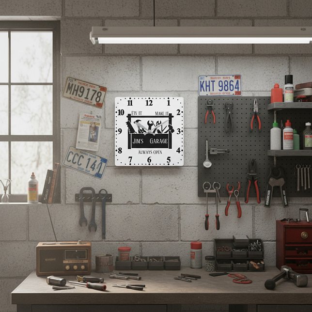 Relógio Quadrado Garagem personalizada  (Criador carregado)