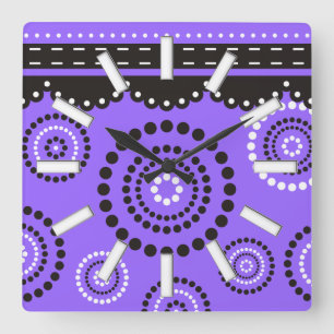 Relógio Quadrado Garland ARTdeco preto branco + sua cor de fundo