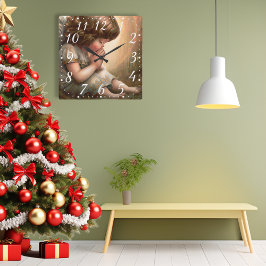 Relógio Quadrado Garota Pequena Anjo Radiante Halo