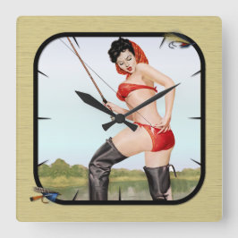 Relógio Quadrado Garota Pino de Pesca de Hoje