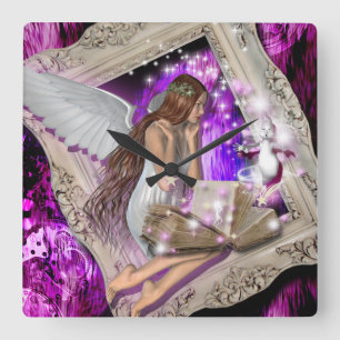 Relógio Quadrado Garotas de princesa de fadas