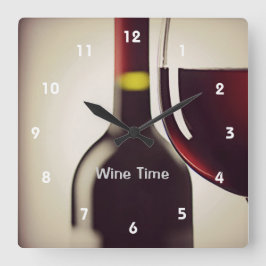 Relógio Quadrado Garrafa de vinho e Design de vidro