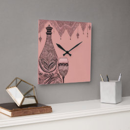 Relógio Quadrado Garrafa e vidro Lace AI