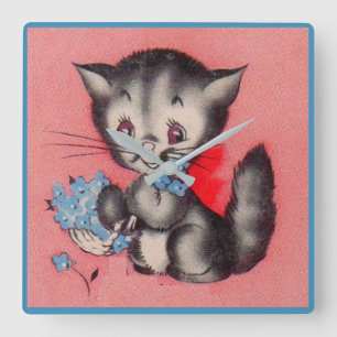 Relógio Quadrado gatinho doce