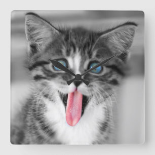 Relógio Quadrado Gatinho engraçado