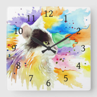 Relógio Quadrado Gato 605