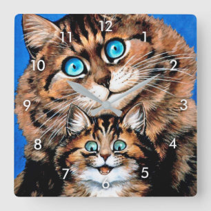 Relógio Quadrado Gato e Kitten engraçados, Louis Wain
